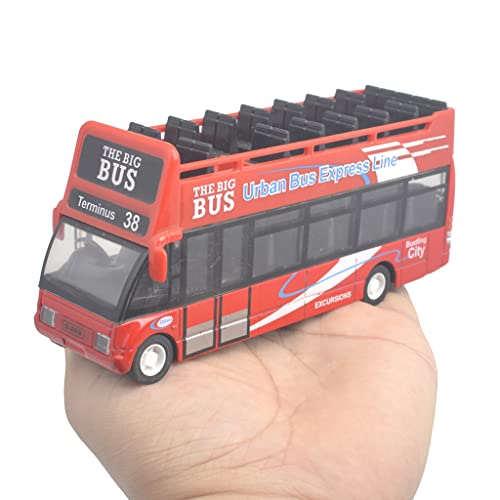 Ailejia City Double Decker Bus Toy Diecast New York City Sightseeing Bus Pull Back Vehicles Mini Model Car Lights And Music (Red) #TOP4