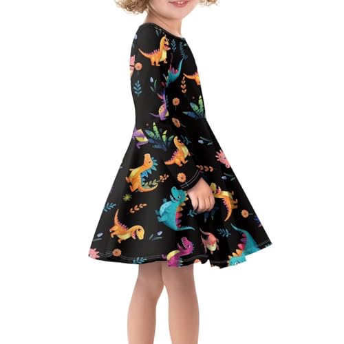 SYtrade Girls Long Sleeve Dress Printed Casual Party Twirly Dress for Kids4
