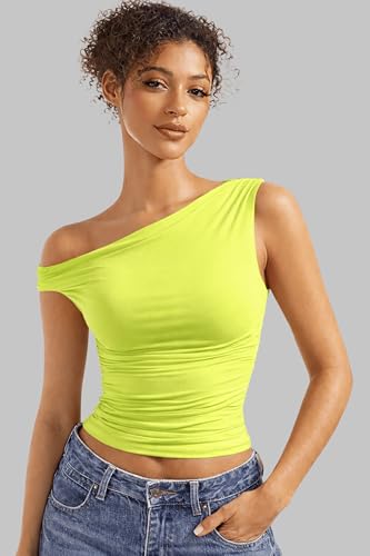Image of London Hills Off Shoulder Tshirt for Women | Off Shoulder Top for Women Stylish | Concert Tops for Womens | Tops for Women Western | Tops for Woman | Women T-Shirts | Women's One Shoulder Top