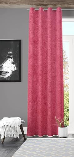 Image of Window Curtain 5 Feet Long for Living Room - Window Curtain Set of 1 Pcs Panel, Velvet Blackout & Stylish Parda for Home Decor & Office 4 Feet X 5 Feet (48 Inch X 60 Inch) - 1 Pcs Pink Colour