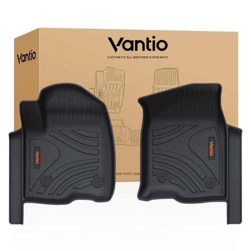 Image of Front Floor Mats for 2019-2026 Chevrolet Silverado /GMC Sierra 1500 & 2020-2026 2500HD /3500HD Crew Cab /Double Cab, All-Weather TPE Custom Fit Floor Liners, 1st Row Only