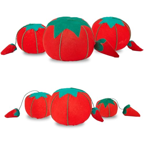 SUPERFINDINGS 6Pcs Tomato Pin Cushions Pin Needle Holder Cute Fruit