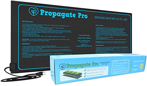 Propagate Pro 4′ Foot Seedling Heating Mat | Fits (4) Standard 1020 Tray | 48″ inch Germination Grow Heat Pad for Seed & Starter Plants Soil Warmer for Indoor Home Gardening (20×48 Single)
