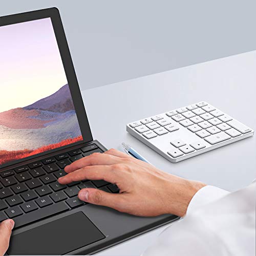 Mac Os Bluetooth Numeric Keypad, 35 - Keys Aluminum Wireless Numeric Keypad Dual System Rechargeable Ultra-Silent External Numeric Pad for Surface Pro/MacBook/MacBook Pro/Air and Windows Laptop-White