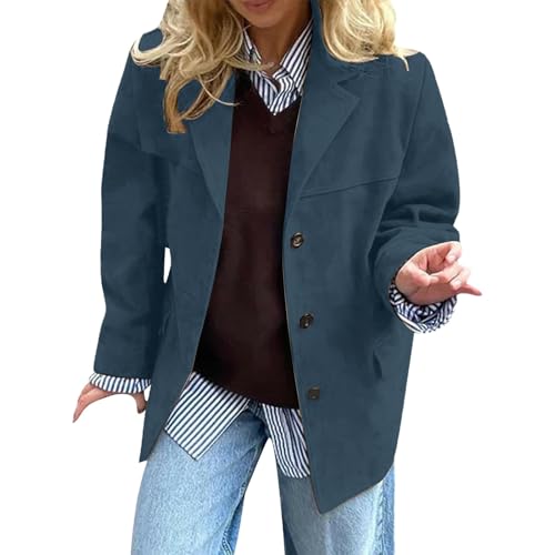 Suede Jacket for Women 2025 Oversized Trendy Button Down Long Sleeve Faux Leather Coat Fall Fashion with Pockets