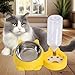 Baoblaze Dog Bowl with Automatic Water Bottle Practical Pets Water and Food Bowl Set for Small Medium Dogs Puppy, Yellow