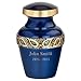 Custom Engraved Sapphire Blue Keepsake Cremation Urn for Ashes, Brass, Blue Urn, Keepsake Sized Cremation Urn, 3 Inches High