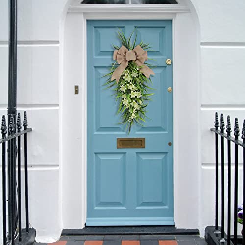 Lily Swag For Front Door, Floral Large Spring Summer Door Swag Wreath, White Lilies Bow Wreath Decor, Welcome Wreath For Home Porch Farmhouse #TOP1