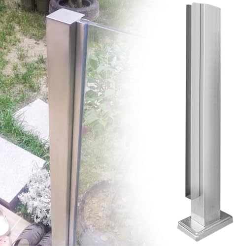 Stainless Steel Railing Column for Balcony, Deck & Corridors - Adjustable Height 24-48 in, Glass Balustrade Post, Durable Vitreous Finish (44 in/110 cm)