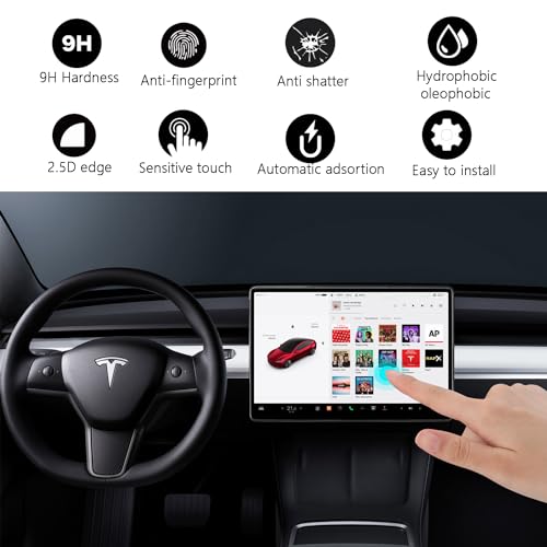 HATUFU For Tesla Model 3 Highland 2024-2026 & Model Y Juniper 2025 Screen Protector [No Glare & Anti-Fingerprint] Tempered Glass with Auto-Align Touchscreen Accessories Front & Rear (Matte) by HATUFU - Image 8