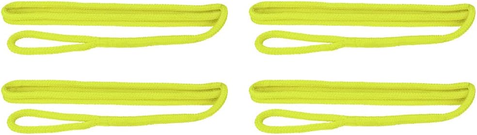 Extreme Max 3006.3408 BoatTector Premium Double Braid Nylon Fender Line Value 4-Pack - 3/8" x 6', Neon Yellow