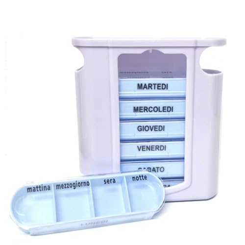 Portapillole Settimanale, Portapastiglie Settimanale, Organizzatore medicinali, Organizzatore Pillole,28 Scomparti, Viaggio, Uso Casalingo ; in Italiano, 7 Giorni, professionale