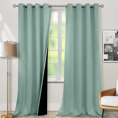 BGment Frosty Green Blackout Curtains for Living Room 95 Inches Long