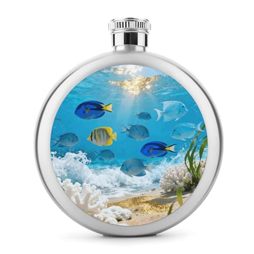 Undersea Carnival Hip Flasks, Leak-Proof Portable Alcohol Flask for Whiskey Liquor, Durable Stainless Steel Travel Flask for Camping Hiking Gift Giving
