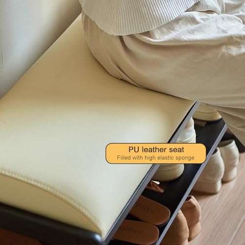 Banc de rangement pour chaussures d'entrée au design durable et finitions cuir PU