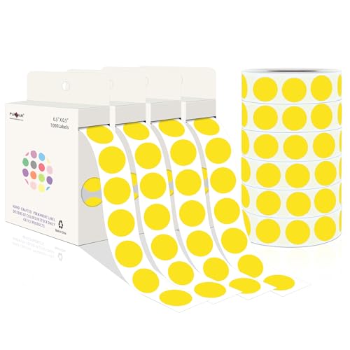 PARLAIM 10000PCS 1/2 Inch Round Color-Code Dot Stickers,Circle Color Coding Label Sticker for Home Office(Yellow)