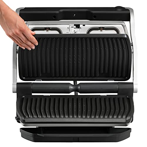 T-Fal Optigrill Stainless Steel Electric Grill 4 Servings 6 Intelligent Automatic Cooking Modes 1800 Watts Nonstick Removable Plates, Dishwasher Safe, Indoor, Frozen Food #TOP6