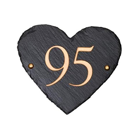 Personalised Heart Shaped Slate Number Plaque Cover