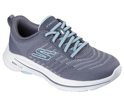 Skechers Women's Go Walk 8 Britt Sneaker, Charcoal/Turquoise, 7