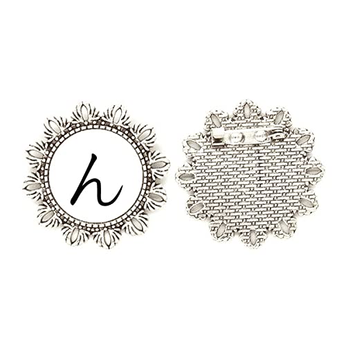 Broche de plata con flor japonesa de tamaño mediano