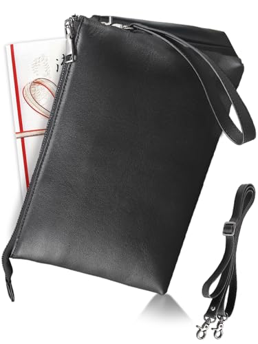 [アンコール] クラッチバッグ 【 整理収納のプロが監修 】 本革 2WAYストラップ メンズ 父の日 結婚式 ブランド レザー 冠婚葬祭 法事 男性 ショルダーバッグ スマホポーチ カジュアル 革 セカンドバッグ ギフト プレゼント 黒 ブラック (ブラック【マチ幅広タイプ】)