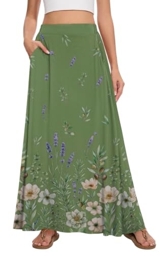 Image of Womens Maxi Skirt Long Flowy Summer A-Line High Waist Skirts