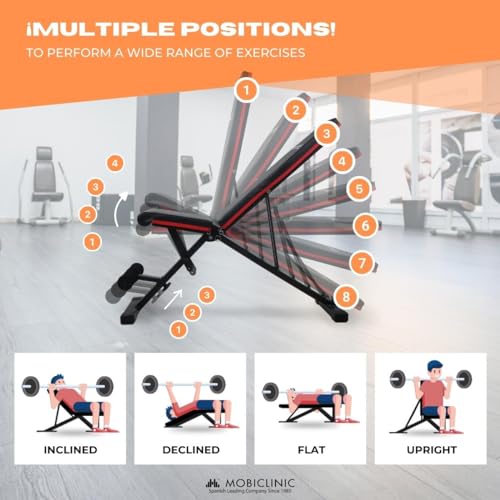 Mobiclinic®, Weight Bench Adjustable Foldable, FlexFit, Gym Bench, up to 440 lbs, for full Body Workout, Multifunction, Full body workout, Bench Press for Home Gym - Image 4