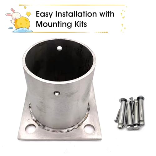 Durable Ground Screw-in Post Anchors for Fences & Light Posts - 8 Pack, 3 Inch Round Flange, Concrete Compatible, Heavy-Duty Base for Secure Installation