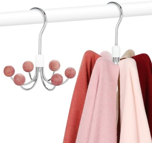 TOPIA HANGER Hoodie Hangers 2-Pack with 6 Cedar Balls, 360°Swivel Purse Hanger, Scarf Hanger, Closet Hooks, Handbag Organizer, Bra Hanger, Accessory Organizers for Scarf, Tanktop, Hat, Hoodie CT43C