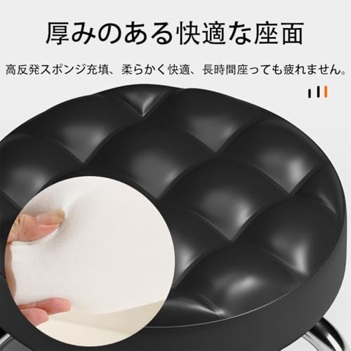 Xiraivke作業椅子 ロースツールキャスター付きスツールPUレザー360度回転低床椅子背もたれ無し 低所作業整備車庫店舗家庭用疲れ軽減移動便利コンパクト多用途ワークチェア (ベアリングホイール 32cm,ブラック) [3]
