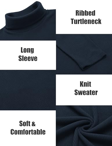 Image of COOFANDY Men's Ribbed Turtleneck Sweater Casual Basic Long Sleeve Knitted Pullover Sweater
