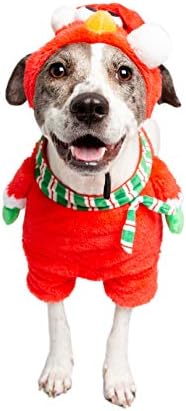 Pet Krewe Sesame Street Elmo Santa Dog Costume | Christmas Cat Costume | Two-piece Gift Set Includes Elmo Hat & Bodysuit with Scarf & Arms | Pet Costume for Small Dogs, Medium Dogs, Large Dogs & Cats