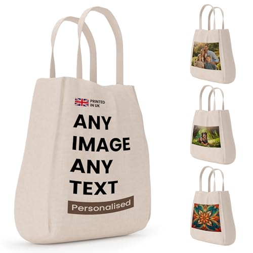 PERSONALISED Tote Cotton Bag CUSTOM Text Photo Logo Print Any Occasion Birthday, Wedding, Shopping, Bag for life (1 SIDED ONLY)