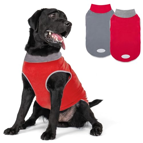 Image of cyeollo 2 Pack Fleece Dog Sweater Pullover Lightweight Reflective Jacket