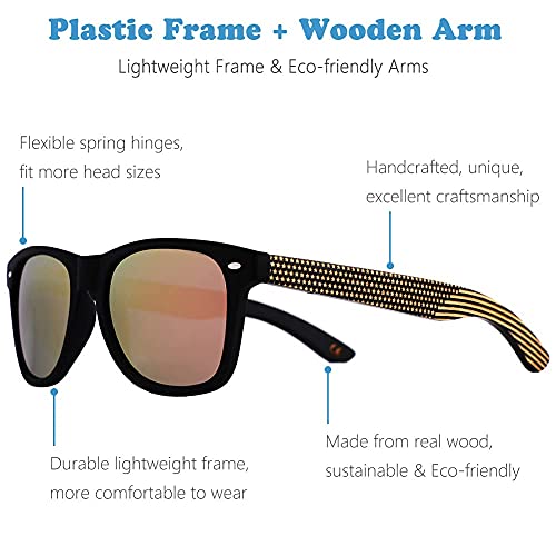 Image of Mens Polarized Wood Sunglasses for Men Women, Womens Sunglasses Wooden Sides Bamboo Glasses