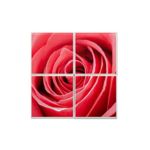 Carreaux céramique rose fleur 15,2x15,2 cm lot de 4 pour décoration murale
