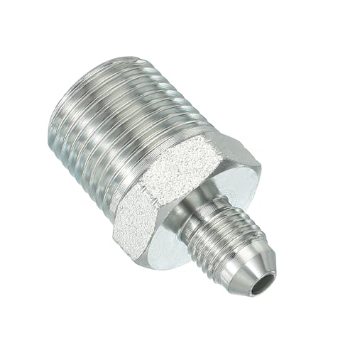 Image of PATIKIL Pipe Adapter Connector 7 /16 inch Male 74 Flare JIC x 1 /2 inch Male R Pipe Fitting Oil Feed Restrictor Fitting Hydraulic Connector for Oil Steam Water Pipelines System