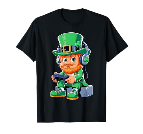 Video Game Leprechaun St Patricks Day Gamer Kids Boys Gaming T-Shirt