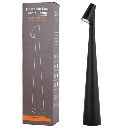 Hebangya Cordless Table Lamps 3 Levels Brightness Battery Operated LED Desk Lamp Rechargeable Portable Touch Table Light for Restaurant/Bedroom/Bedside/Bar/Outdoor/Party(Black)