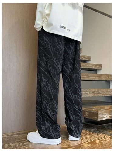 Men's Graphic Corduroy Pants Drawstring Waist Wide Leg Casual Pants with Pockets Streetwear2