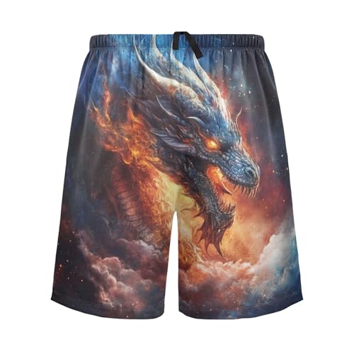 Men's Short Pajama Bottoms Dragon Cloud Monster Home Casual Sleep Pants