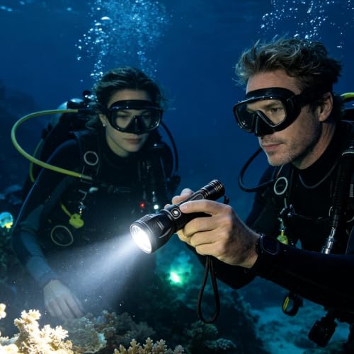 Linterna LED subacuática recargable y potente para snorkel nocturno 3