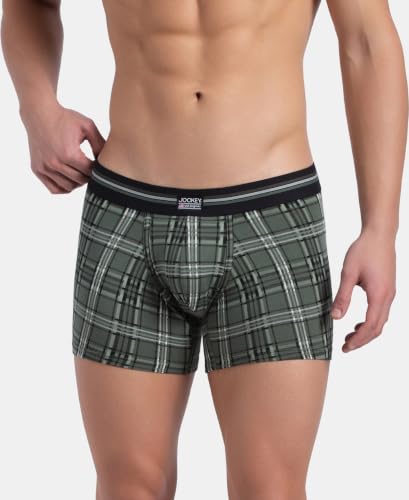 Image of Jockey UI21 Men's Super Combed Cotton Elastane Stretch Printed Trunk with Ultrasoft Waistband (Pack of 2 Colors & Prints May Vary)