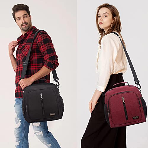 Ekerho Insulated Lunch Bag For Women/Men, Extra Wide-Open Lunch Tote, Reusable Cooler Bag With Adjustable Strap And Side Pockets, Thermal Lunch Box For Adults, Office, Work, Picnic, Black #TOP1