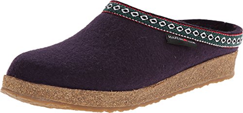 Image of HAFLINGER Unisex Grizzly Classic Wool Clogs, Eggplant, 42EU