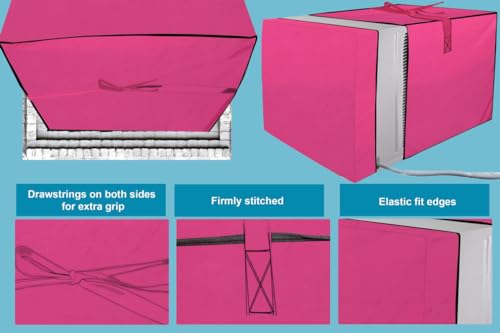 Image of Stylista Window ac Cover Suitable for O-General 1.5 Ton AXGB18CHAA-B, Pink Color Elastic fit Cover for Front and Rear of Window Ac