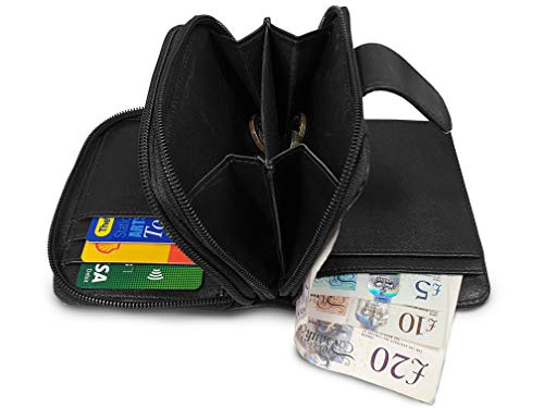 Quenchy London Ladies RFID Blocking Leather Purse - Multi Debit or Credit Card Spaces and Pockets with Zipped Closure - Zip Around Coins Section - (QL330QAX Boxed) - Image 5