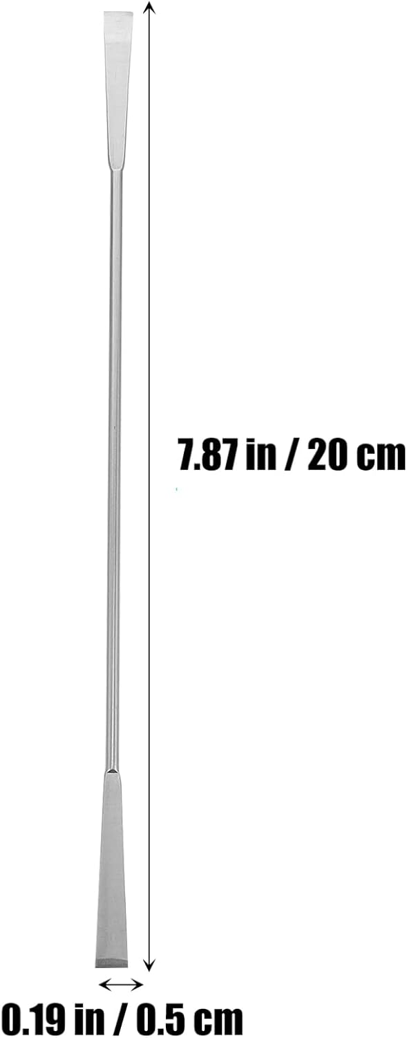 TEHAUX Lab Spatula Stainless Steel, Micro Lab Spoon Flat Double Ended Spatula - 7.87 Inch Sampler Scraper Metal for Home Makeup, 20cm