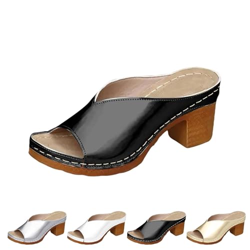 2025 Women's Platform Chunky Heels Low Block Heeled Sandal s Classic Casual Slip on Dressy Shoes
