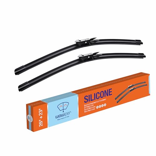 WOWIPER OEM 26"23" Pinch Tab Silicone Wiper Blade Replacement for Toyota Tundra 2021-2007/Sequoia 2022-2008 Superior All-Seasons Windshield Wiper Blade(Set of 2)